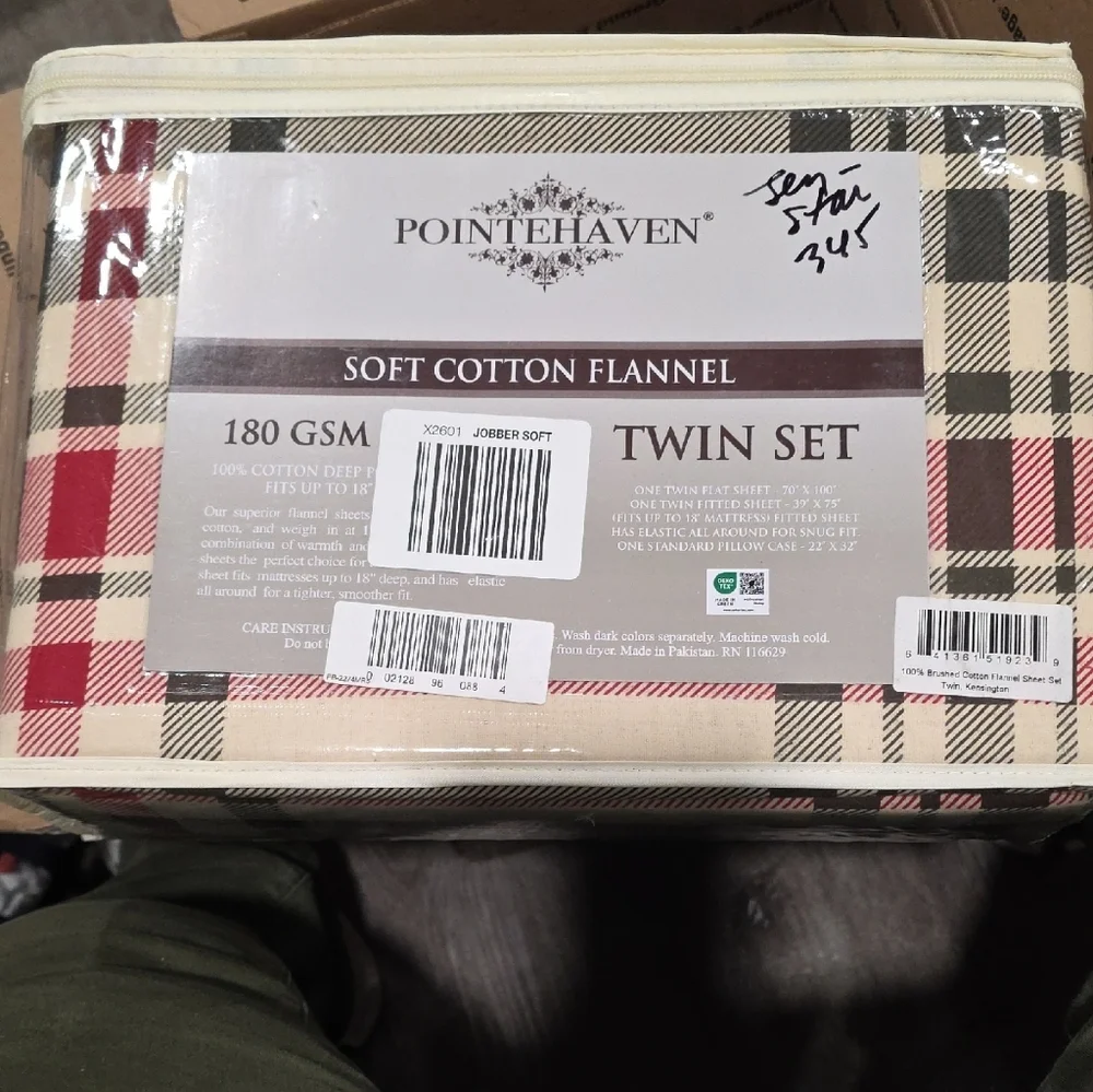Soft Cotton Flannel Twin Set - Cream and Black